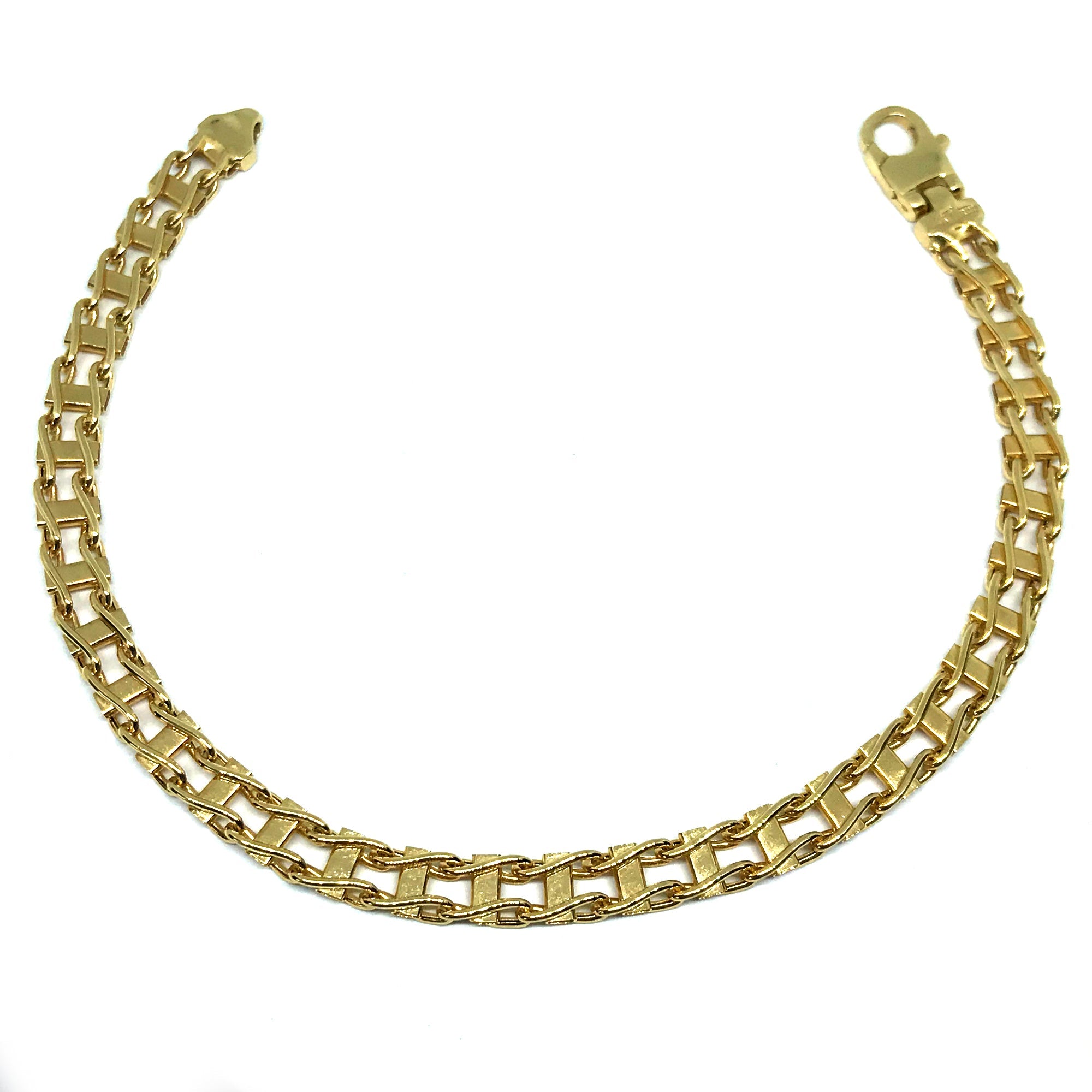 14k Yellow Gold Railroad Link Mens Bracelet, 8.5" - JewelryAffairs