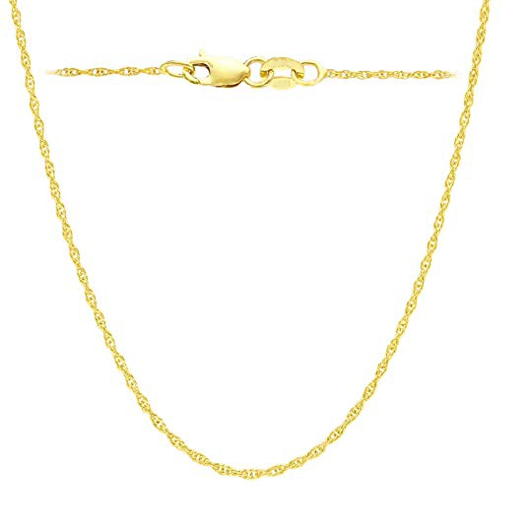 14k Yellow Gold Rope Chain Necklace, 1mm, 18" - JewelryAffairs