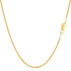 14k Yellow Gold Round Diamond Cut Wheat Chain Necklace, 1.15mm - JewelryAffairs
