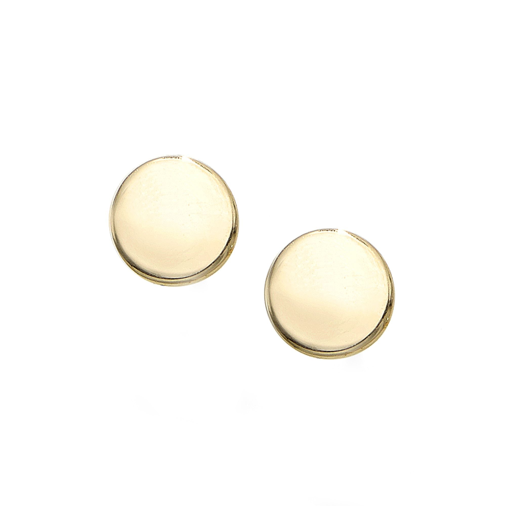 14k Yellow Gold Round Plate Stud Earrings - JewelryAffairs