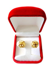 14k Yellow Gold Shiny 6 Row Love Knot Stud Earrings, 12mm