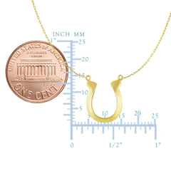 14k Yellow Gold Shiny Lucky Horse Shoe Pendant Necklace, 18" - JewelryAffairs