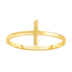 14K Yellow Gold Sideways Cross Ring, Size 7 - JewelryAffairs