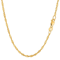 14k Yellow Gold Singapore Chain Necklace, 2.1mm
