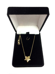 14k Yellow Gold Sliding Puffed Star Pendant Necklace, 18" - JewelryAffairs