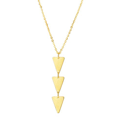 14k Yellow Gold Three Hanging Triangle Pendant Necklace, 18" - JewelryAffairs