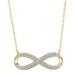 14K Yellow Gold With 0.10 Ct Diamonds Infinity Necklace - 18 Inches