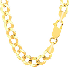 14k Yellow Solid Gold Comfort Curb Chain, 10mm, 8.5" - JewelryAffairs