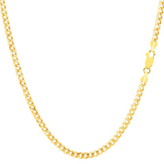 14k Yellow Solid Gold Comfort Curb Chain Bracelet, 2.7mm, 10" - JewelryAffairs
