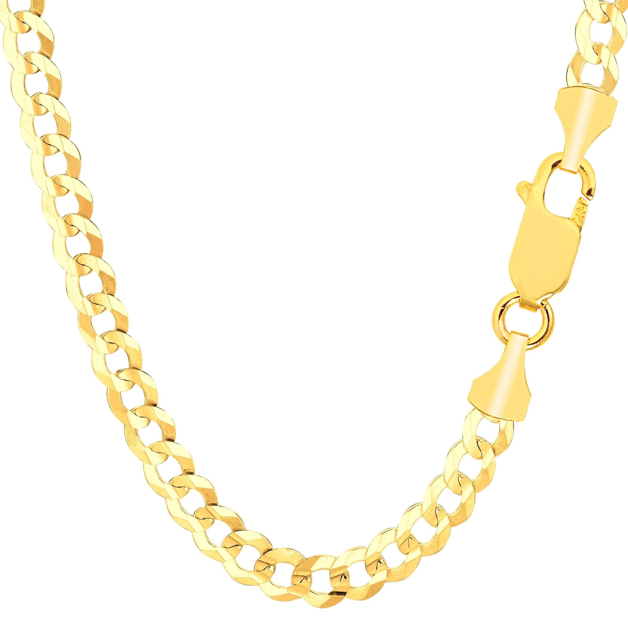 14k Yellow Solid Gold Comfort Curb Chain Bracelet, 5.7mm, 8.5" - JewelryAffairs