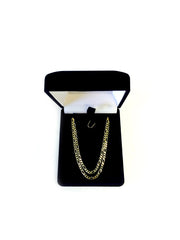 10k Yellow Solid Gold Figaro Chain Necklace, 1.9mm fine designer jewelry for men and women