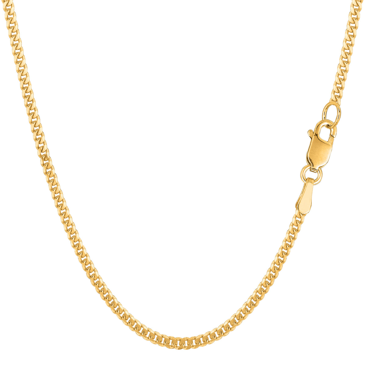 10k Yellow Gold Gourmette Chain Necklace, 2.0mm fine designer jewelry for men and women