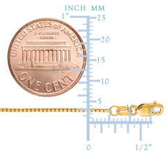 10k Yellow Solid Gold Mirror Box Chain Necklace, 1.0mm fine designer jewelry for men and women