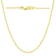 14k Yellow Gold Rope Chain Necklace, 1.1mm, 18" fine designer jewelry for men and women