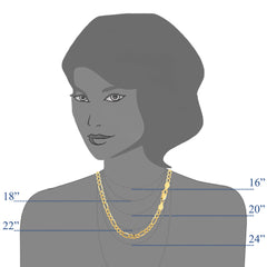 10k Yellow Gold Hollow Figaro Chain Necklace, 3.5mm fine designer jewelry for men and women