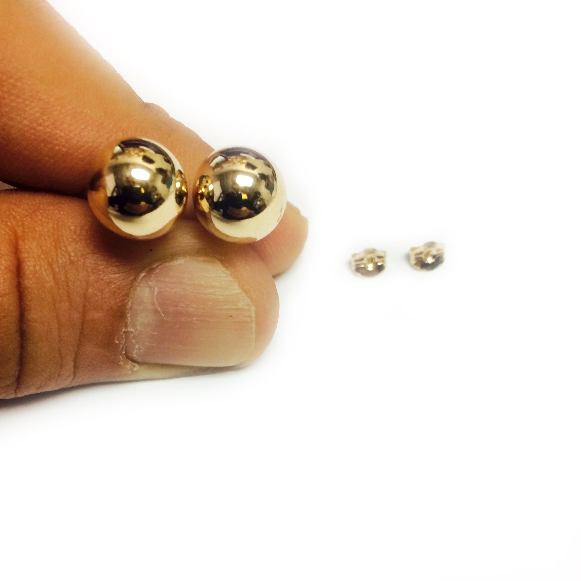 14K Yellow Gold Ball Stud Earrings fine designer jewelry for men and women