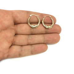10k Yellow Gold X Design Round Shape Hoop Earrings, Diameter 20mm fine designer jewelry for men and women
