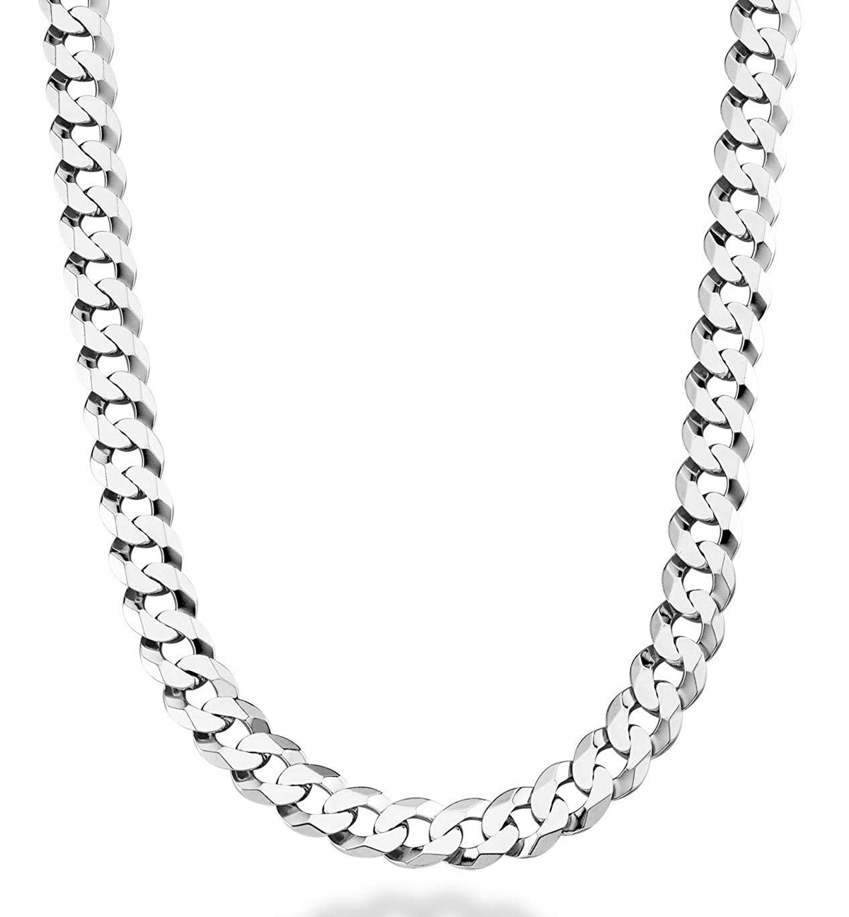 Sterling Silver Rhodium Plated Curb Chain Necklace, 13.5mm, 24" fine designer jewelry for men and women