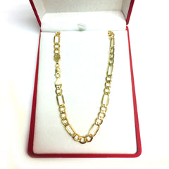 10k Yellow Gold Hollow Figaro Chain Necklace, 6.5mm fine designer jewelry for men and women