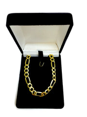 10k Yellow Gold Hollow Figaro Bracelet Chain, 6.5mm, 8.5" fine designer jewelry for men and women