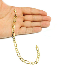 10k Yellow Gold Hollow Figaro Bracelet Chain, 6.5mm, 8.5" fine designer jewelry for men and women
