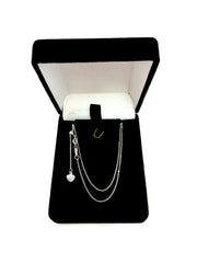 10k White Gold Adjustable Cable Link Chain Necklace, 0.9mm, 22" fine designer jewelry for men and women