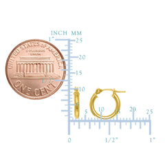 10k Yellow Gold Round Shape Hoop Earrings, Diameter 10mm fine designer jewelry for men and women