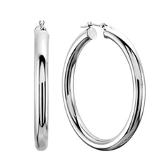 10k White Gold 3mm Shiny Round Tube Hoop Earrings fine designer jewelry for men and women