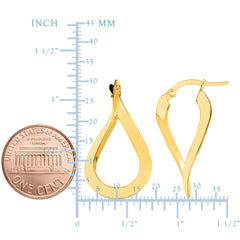 10k Gold Shiny Wavy Hoop Earrings fine designer jewelry for men and women