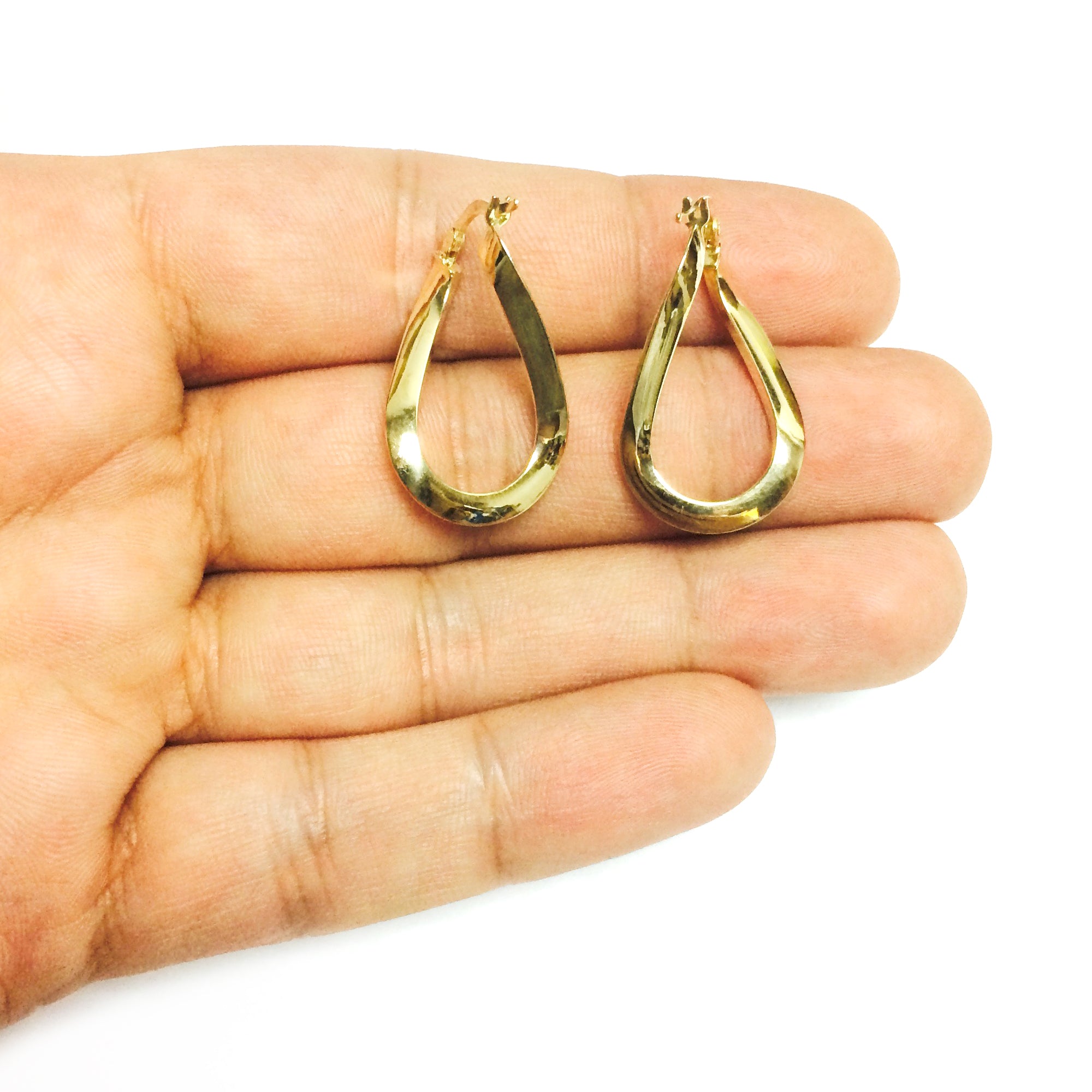 10k Gold Shiny Wavy Hoop Earrings fine designer jewelry for men and women