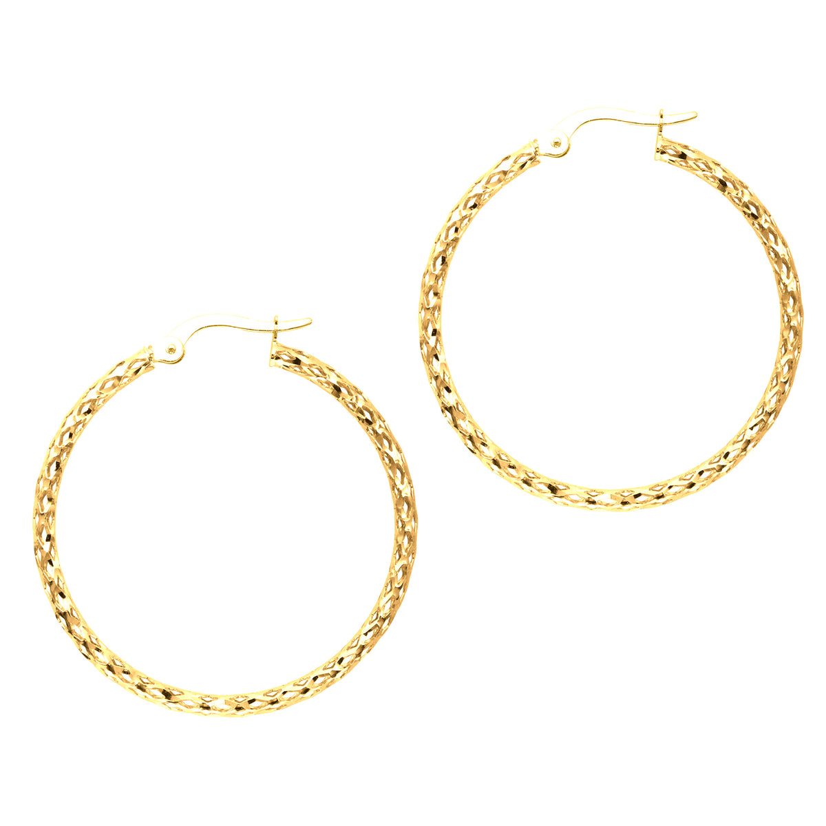 10k Yellow Gold Hoop Earrings, Diameter 30mm fine designer jewelry for men and women