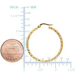 10k Yellow Gold Hoop Earrings, Diameter 30mm fine designer jewelry for men and women