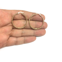 10k Yellow Gold Hoop Earrings, Diameter 30mm fine designer jewelry for men and women