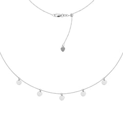5 Dangle Mini Disc Choker 14k Gold Necklace, 16" Adjustable