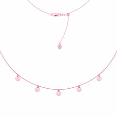 5 Dangle Mini Disc Choker 14k Gold Necklace, 16" Adjustable