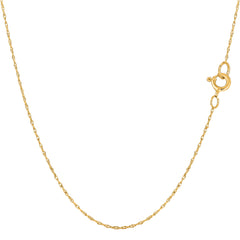14k Yellow Gold Rope Chain Necklace, 0.4mm fine designer jewelry for men and women