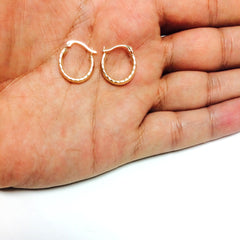 10k Yellow Gold Shiny Diamond Cut Round Hoop Earrings, Diameter 15mm fine designer jewelry for men and women