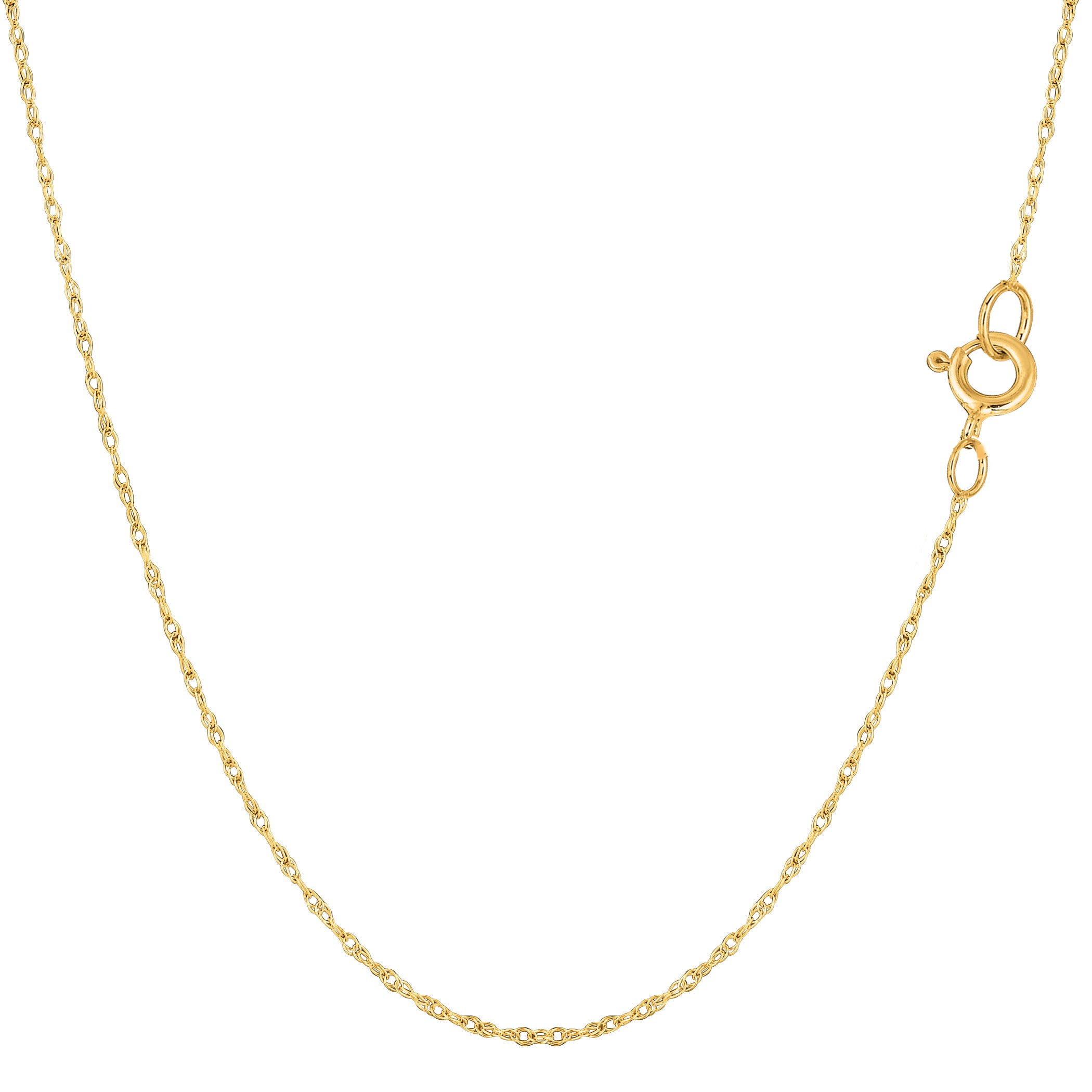 14k Yellow Gold Rope Chain Necklace, 0.6mm fine designer jewelry for men and women