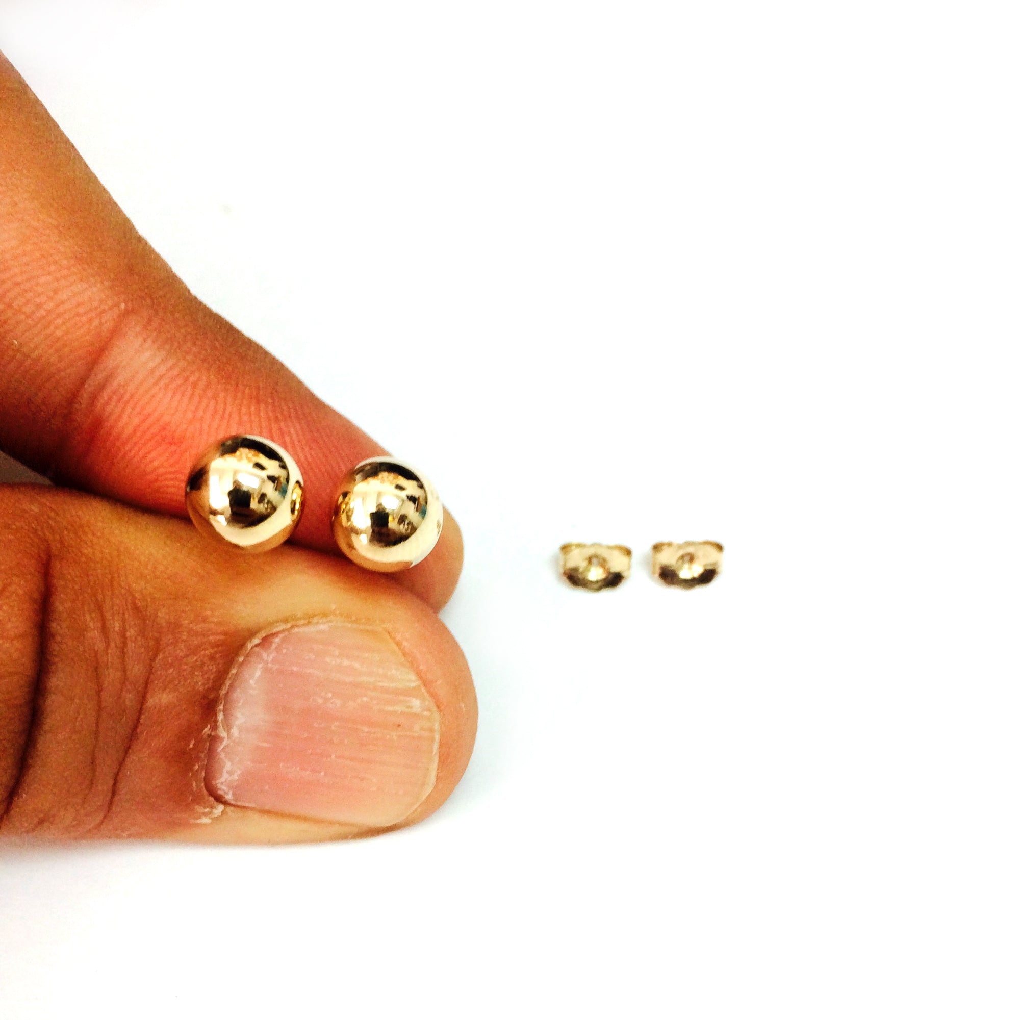 14K Yellow Gold Ball Stud Earrings fine designer jewelry for men and women