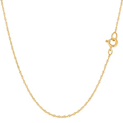 14k Yellow Gold Rope Chain Necklace, 0.7mm fine designer jewelry for men and women