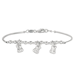 Baby Bangle With Dangling Teddy Bear Charms In Sterling Silver - 5.5 Inch fine designer jewelry for men and women