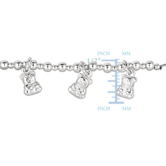 Baby Bangle With Dangling Teddy Bear Charms In Sterling Silver - 5.5 Inch fine designer jewelry for men and women