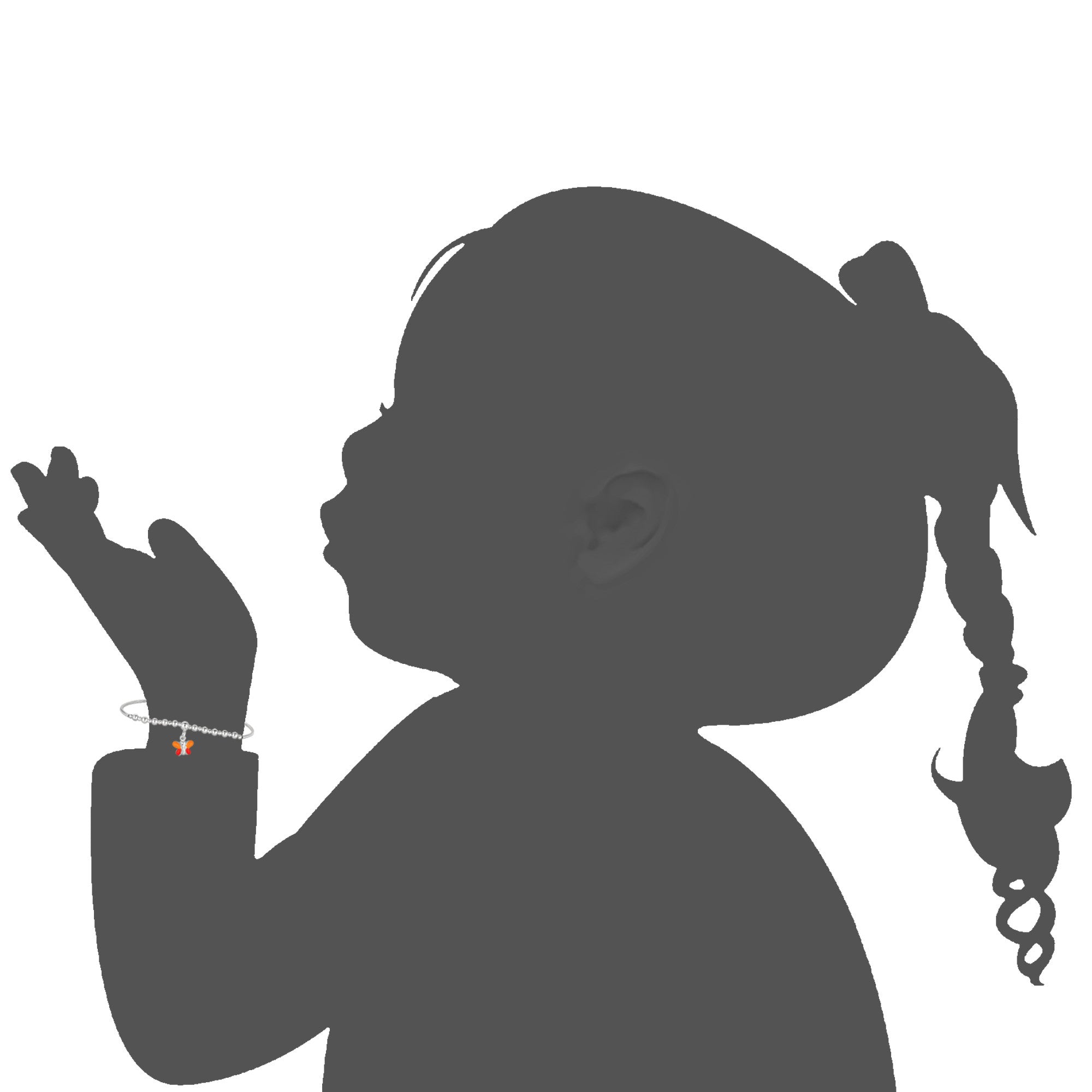 Baby Bangle Bracelet With Dangling Enameled Butterfly Charm In Sterling Silver - 5.5 Inch fine designer jewelry for men and women