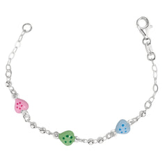 Baby Bracelet With Colorful Heart Charms In Sterling Silver - 6 Inches fine designer jewelry for men and women