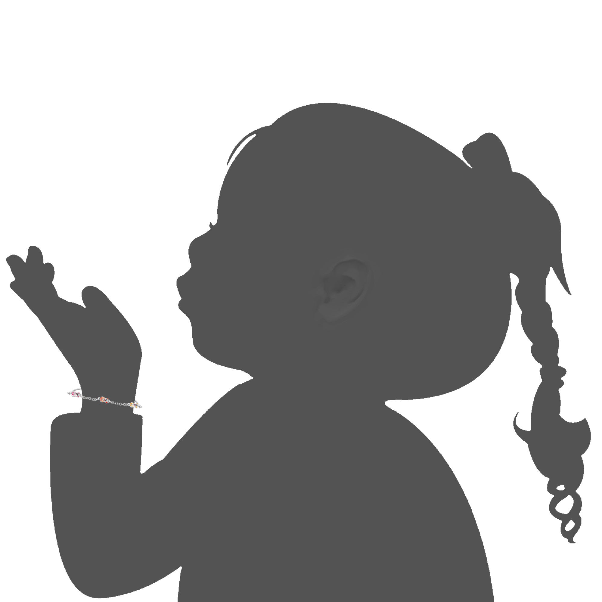 Baby Bangle Bracelet With Teddy Bear Enameled Charms In Sterling Silver - 5.5 Inch fine designer jewelry for men and women