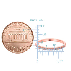 Sterling Silver Rose Tone Finish Milgrain Stackable Ring With Pave' Set Cz Stones fine designer jewelry for men and women