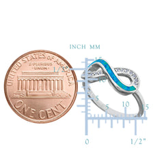 Sterling Silver With Rhodium Finish Infinity Design With Cz And Created Opal Ring fine designer jewelry for men and women