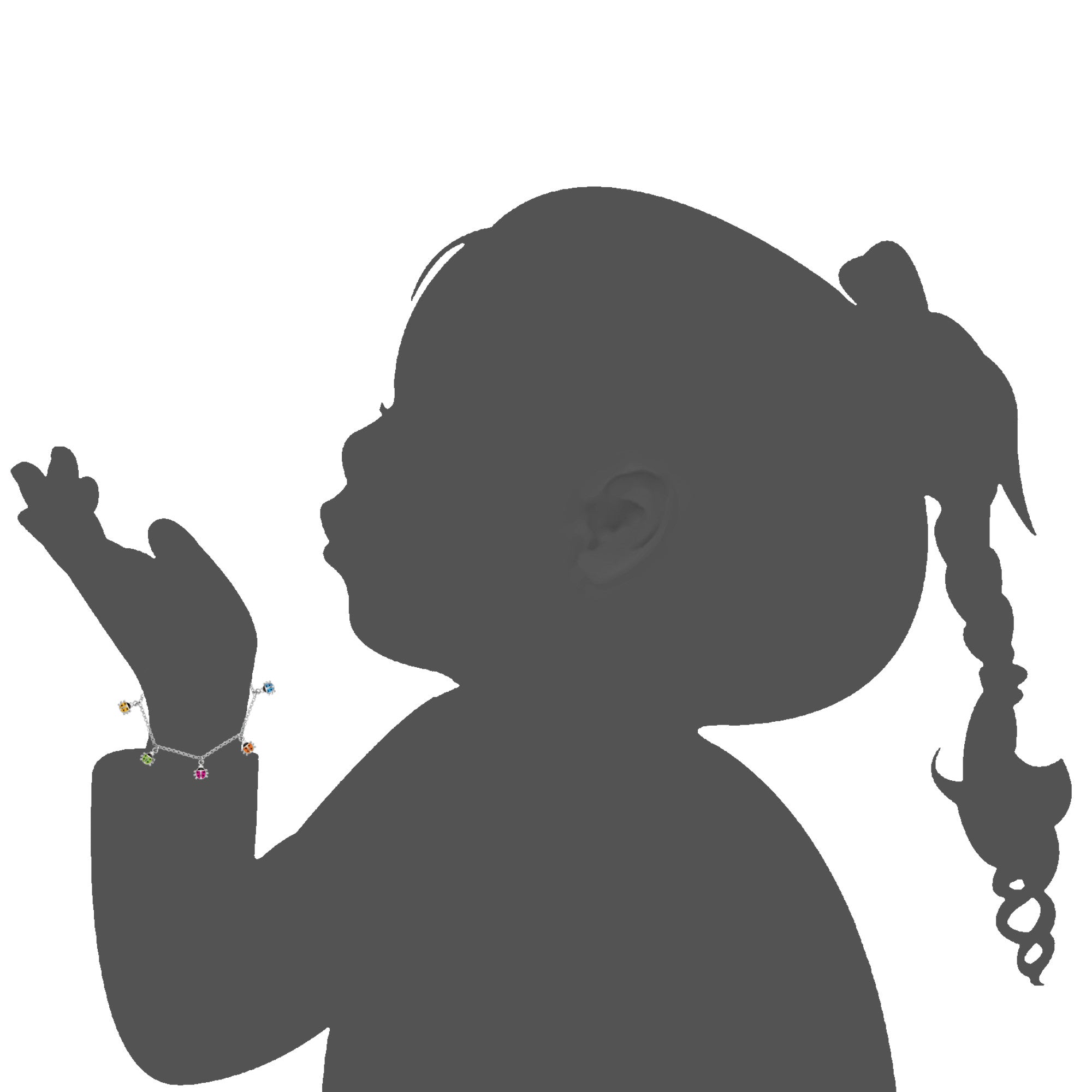 Baby Bracelet With Colorful Dangling Ladybug Charms In Sterling Silver - 6 Inches fine designer jewelry for men and women