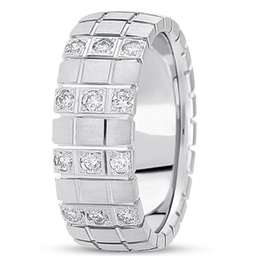 0.18ctw Diamond 14K Gold Wedding Band (8mm) - (F - G Color, SI2 Clarity) fine designer jewelry for men and women