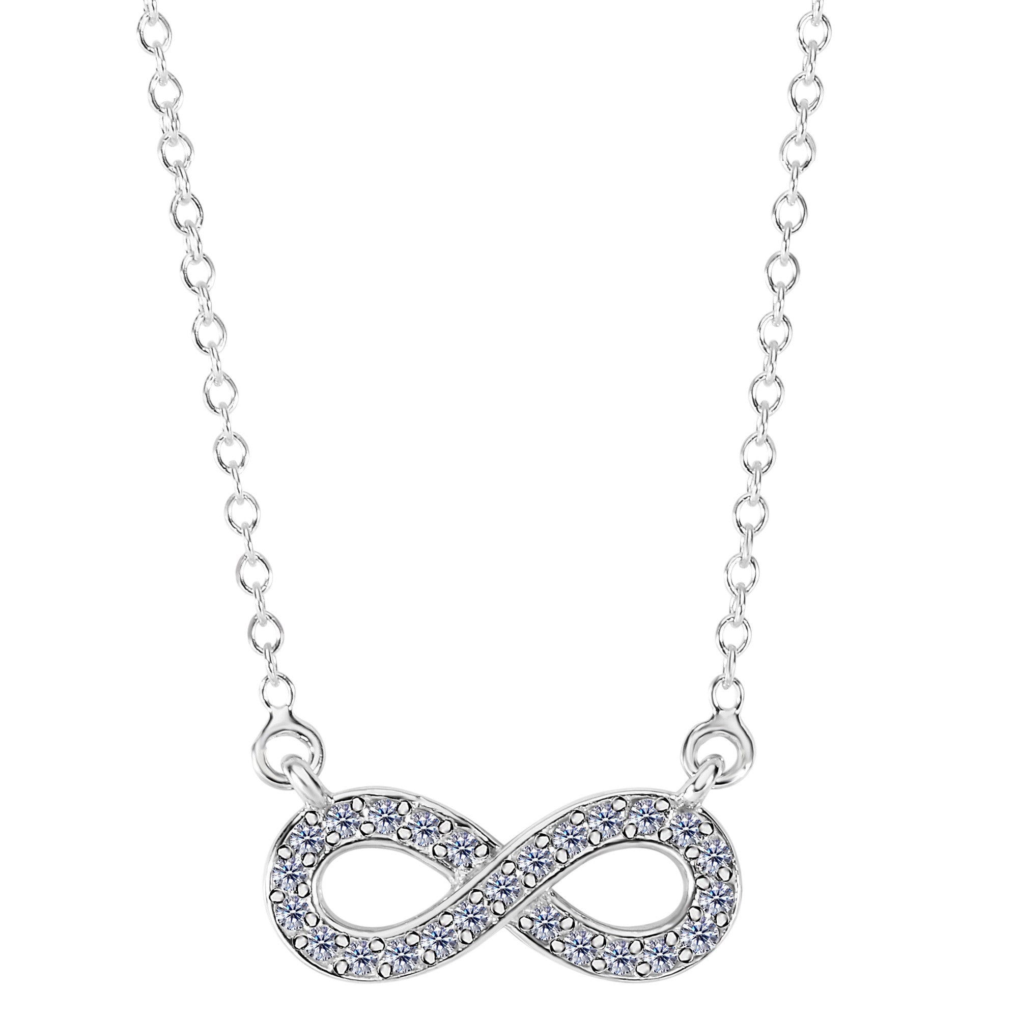 14K White Gold With 0.15 Ct Diamonds Infinity Necklace - 18 Inches fine designer jewelry for men and women